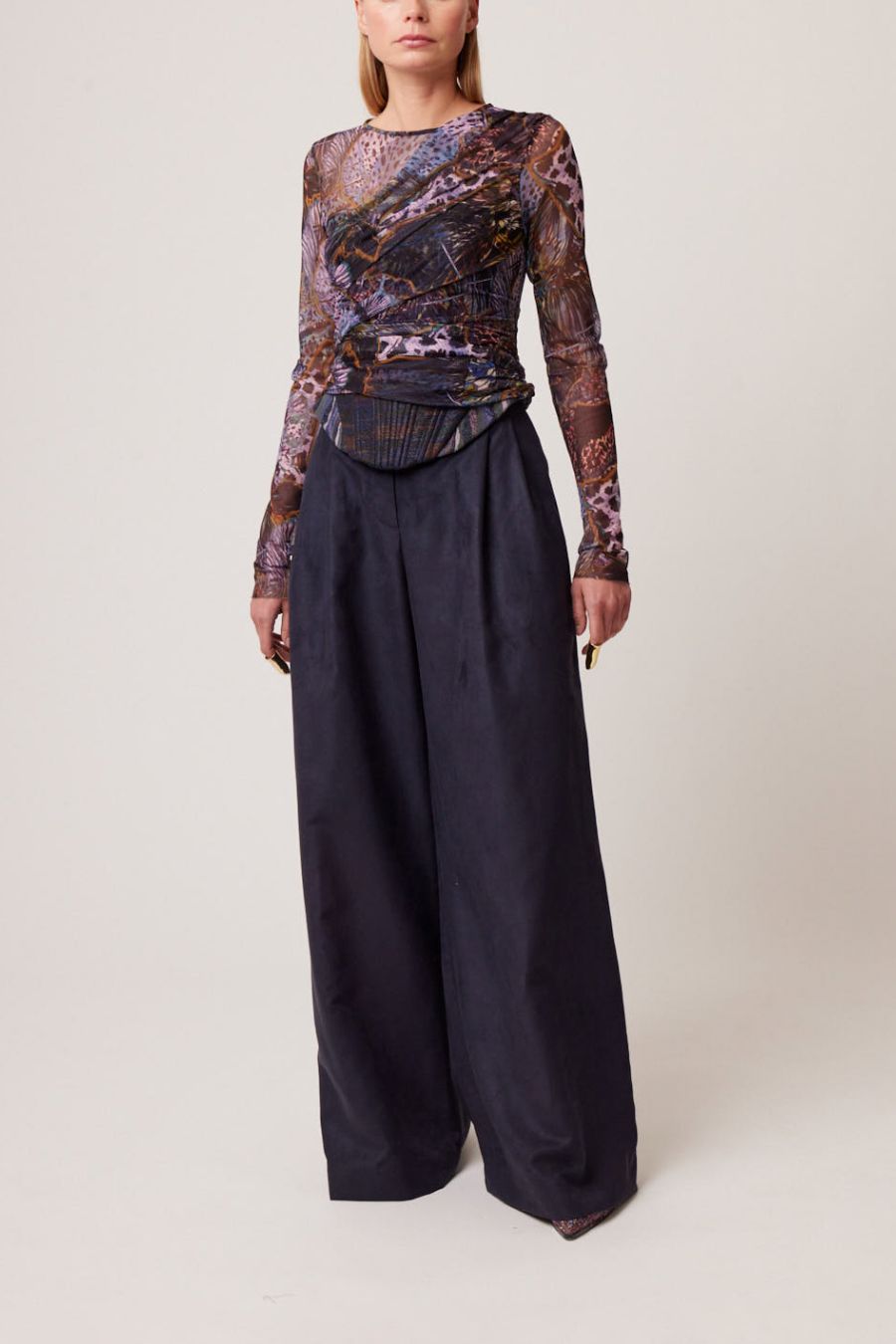 PANTALÓN WIDE SUEDE MARINO